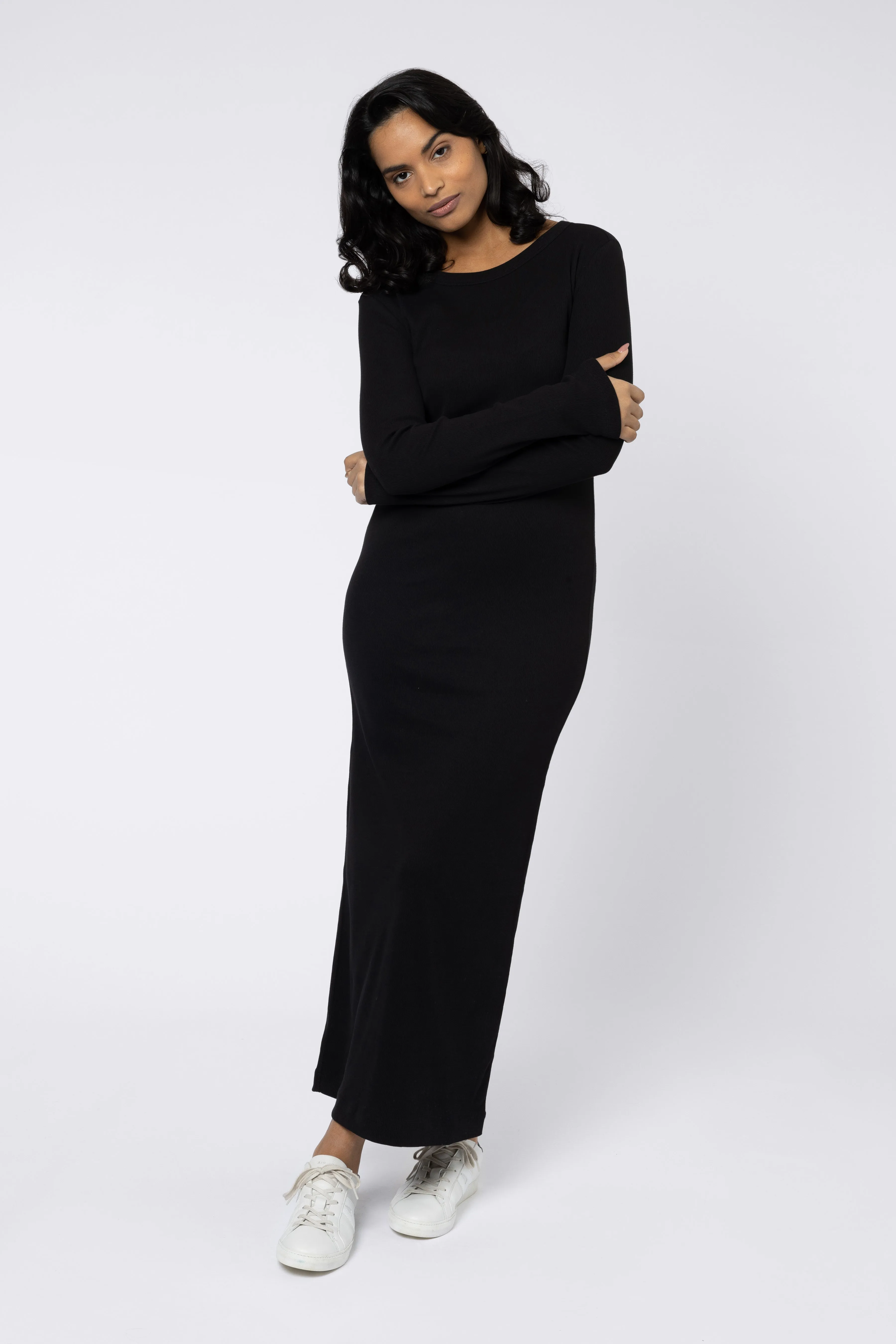 LIZZY RIB JERSEY DRESS (BLACK)