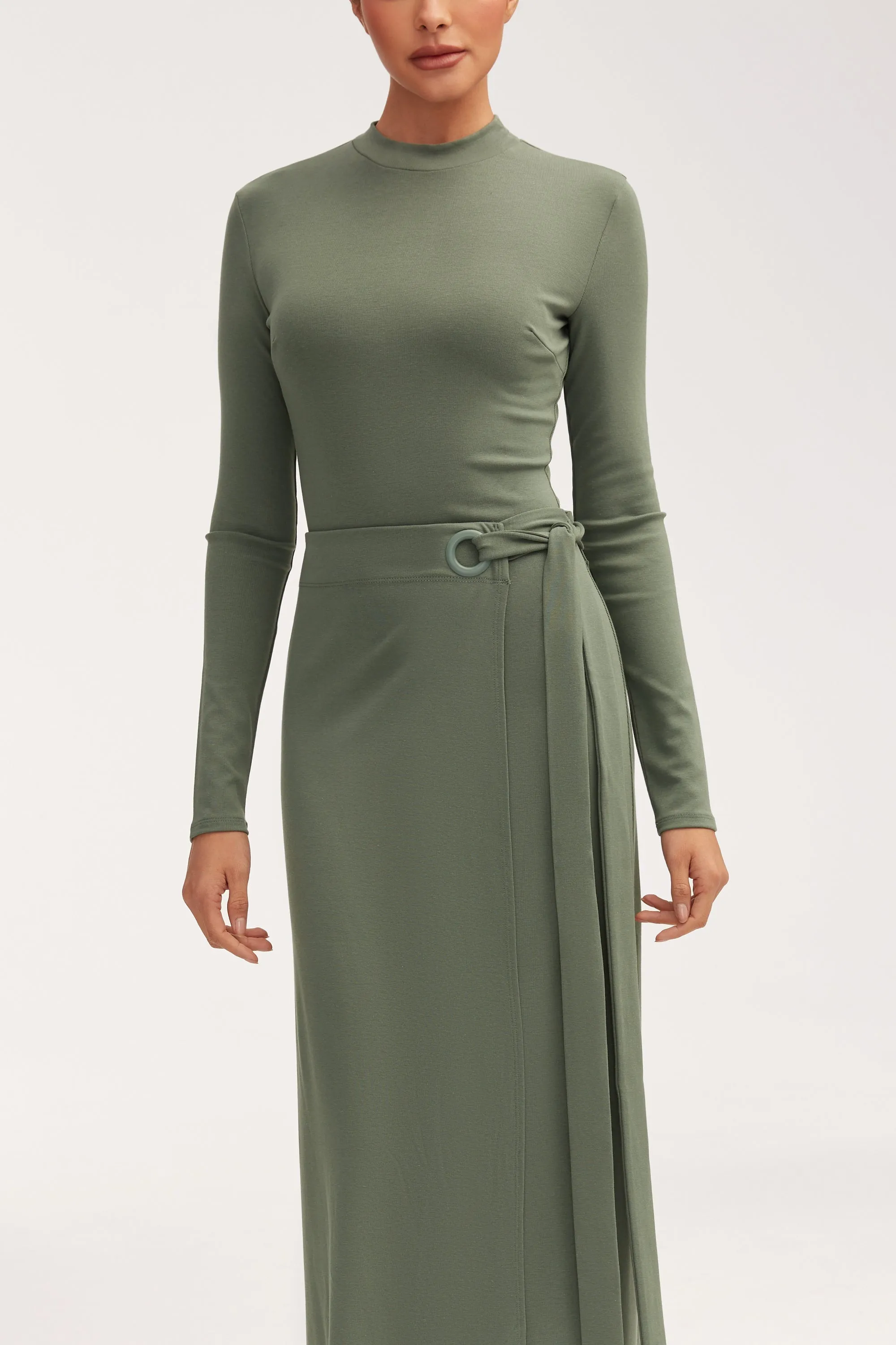 Melissa Jersey Maxi Dress with Wrap Skirt - Dark Forest