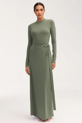 Melissa Jersey Maxi Dress with Wrap Skirt - Dark Forest