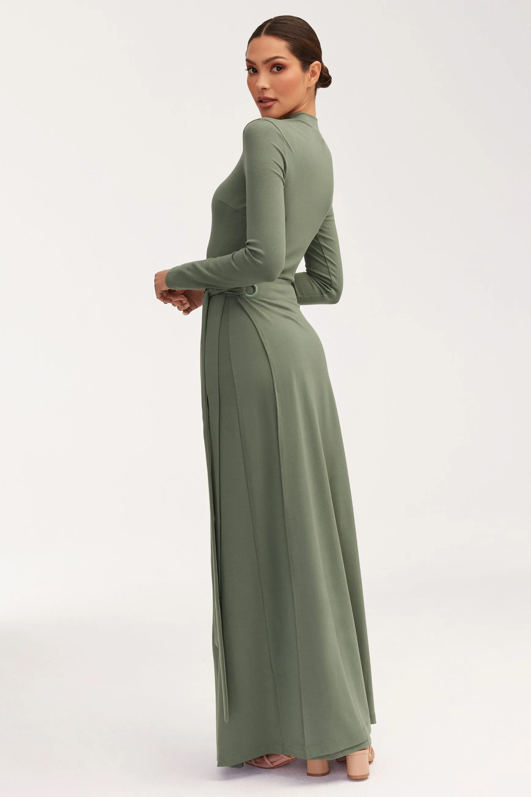 Melissa Jersey Maxi Dress with Wrap Skirt - Dark Forest
