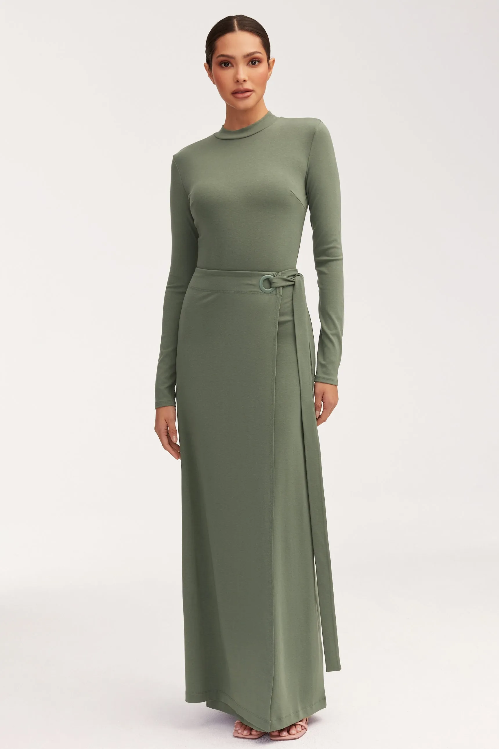 Melissa Jersey Maxi Dress with Wrap Skirt - Dark Forest