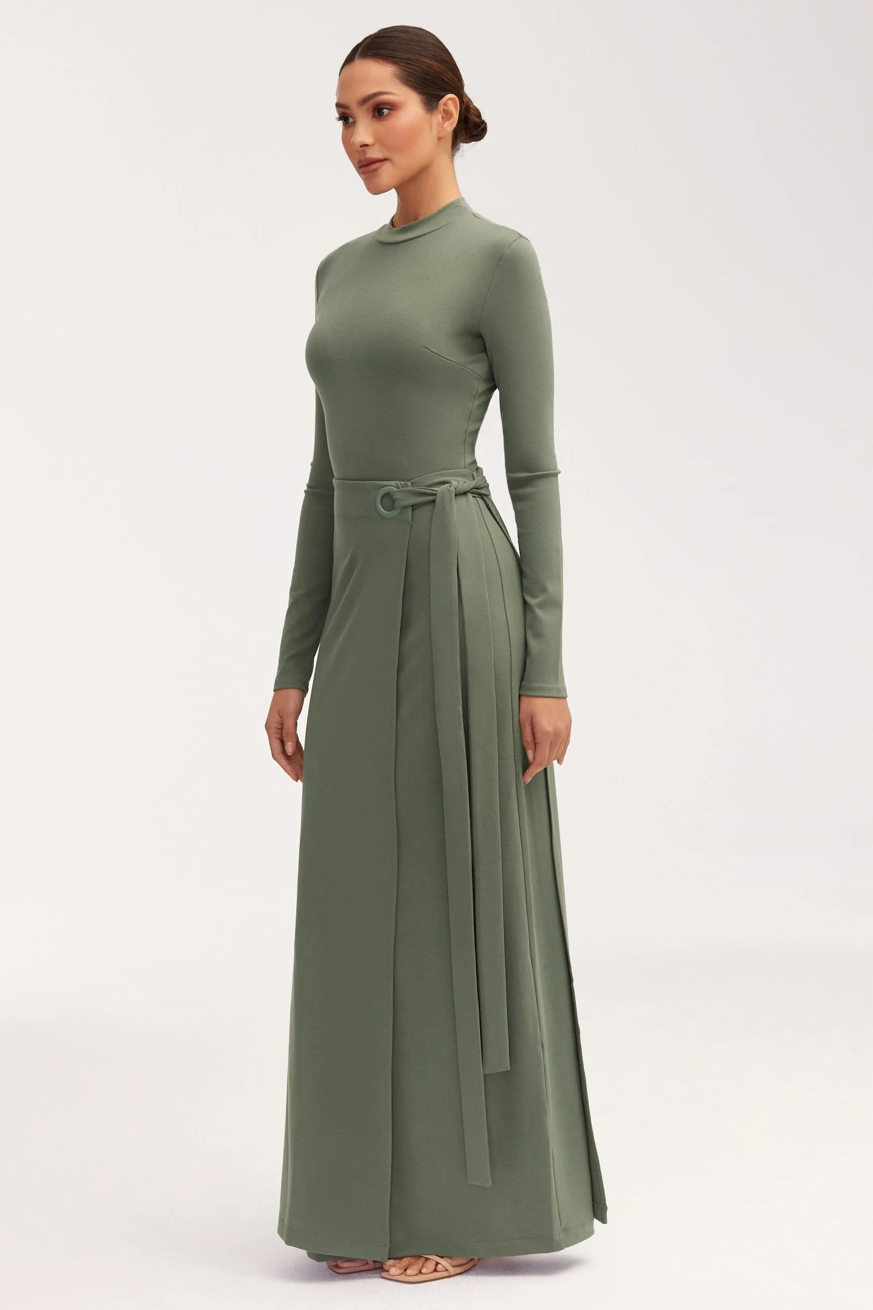 Melissa Jersey Maxi Dress with Wrap Skirt - Dark Forest