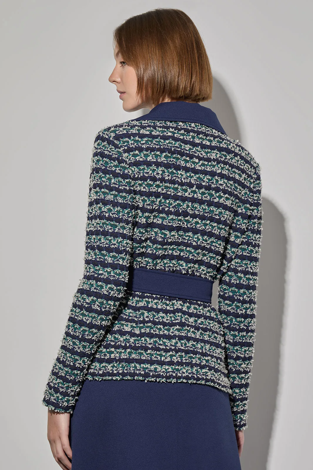 Mixed-Media Belted Moto Jacket