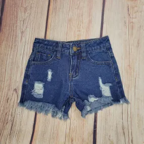 M.L.  KIDS DESTRUCTED DENIM SHORTS.