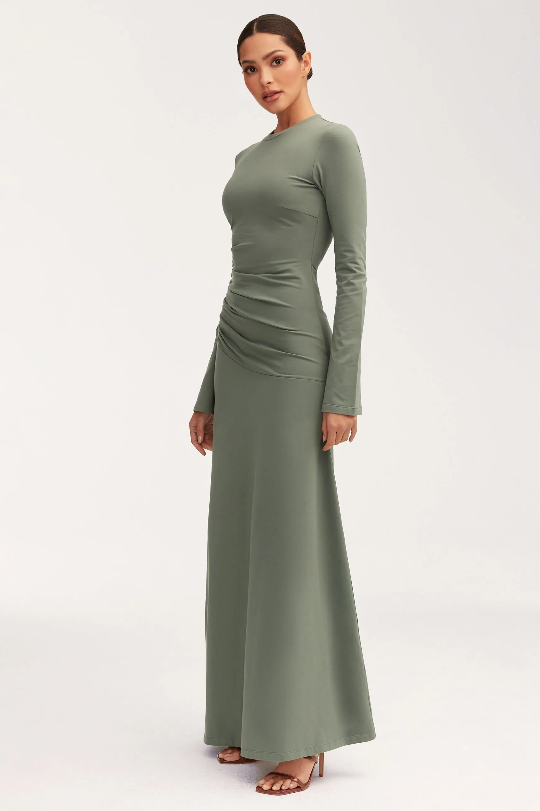 Natalie Rouched Jersey Maxi Dress - Dark Forest