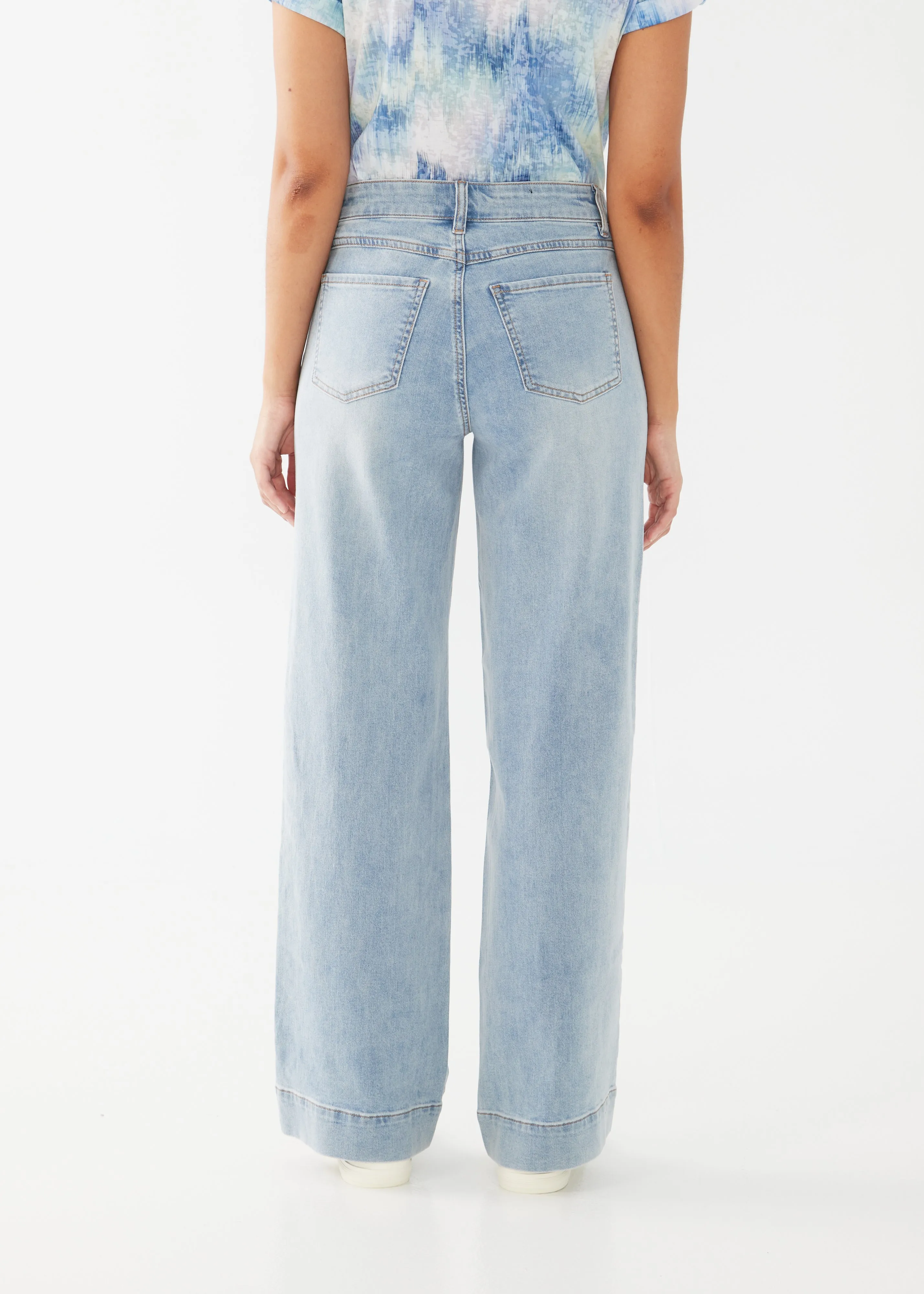 Olivia Wide Leg Pleated Denim Trouser