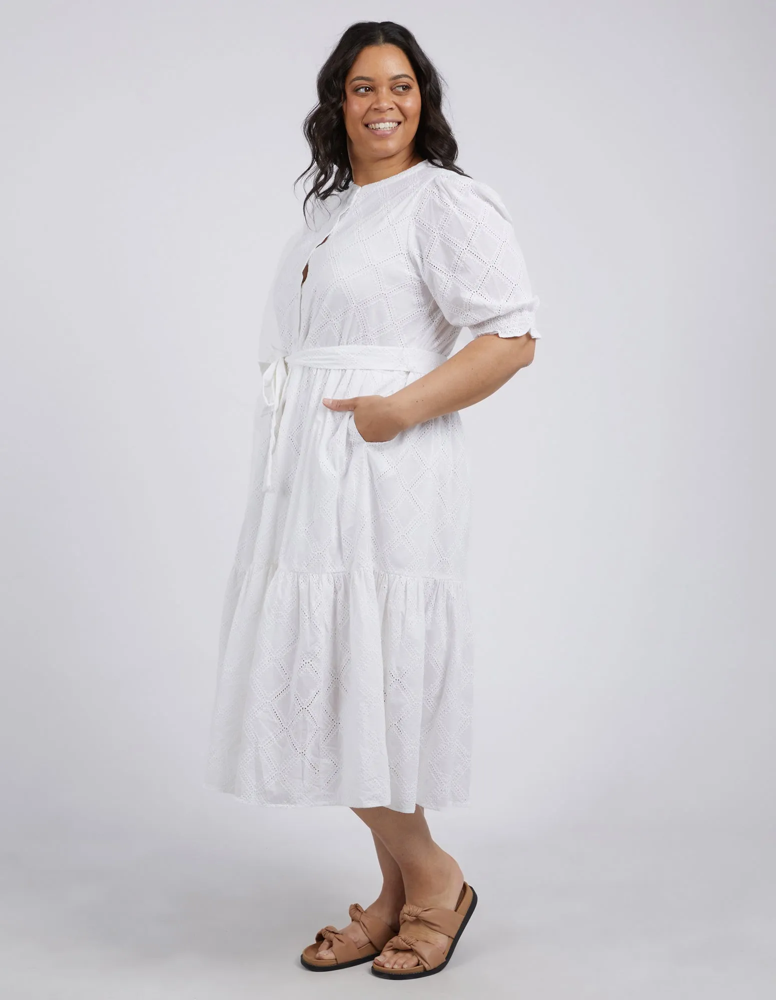 Ottilie Broderie Dress Pearl