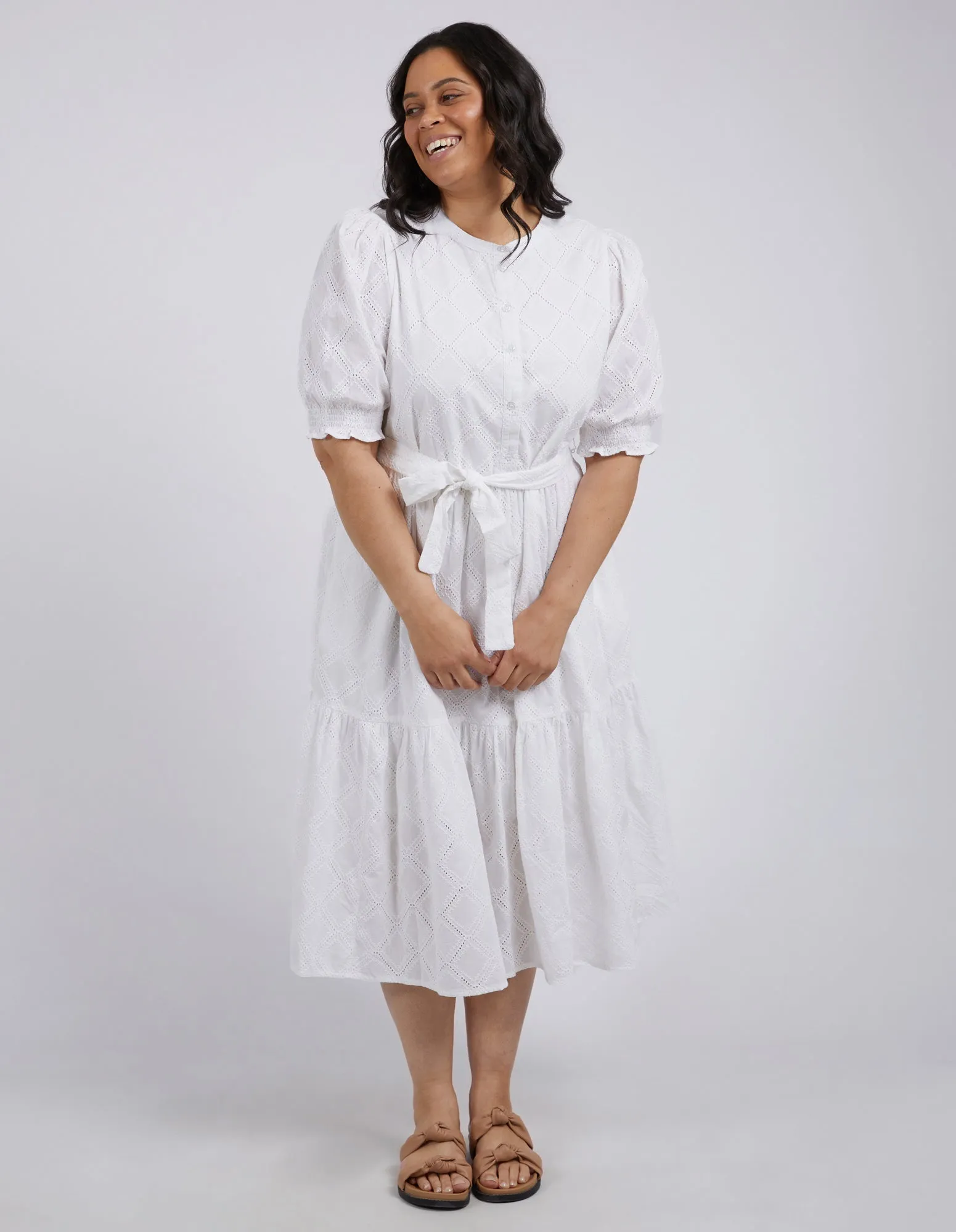 Ottilie Broderie Dress Pearl