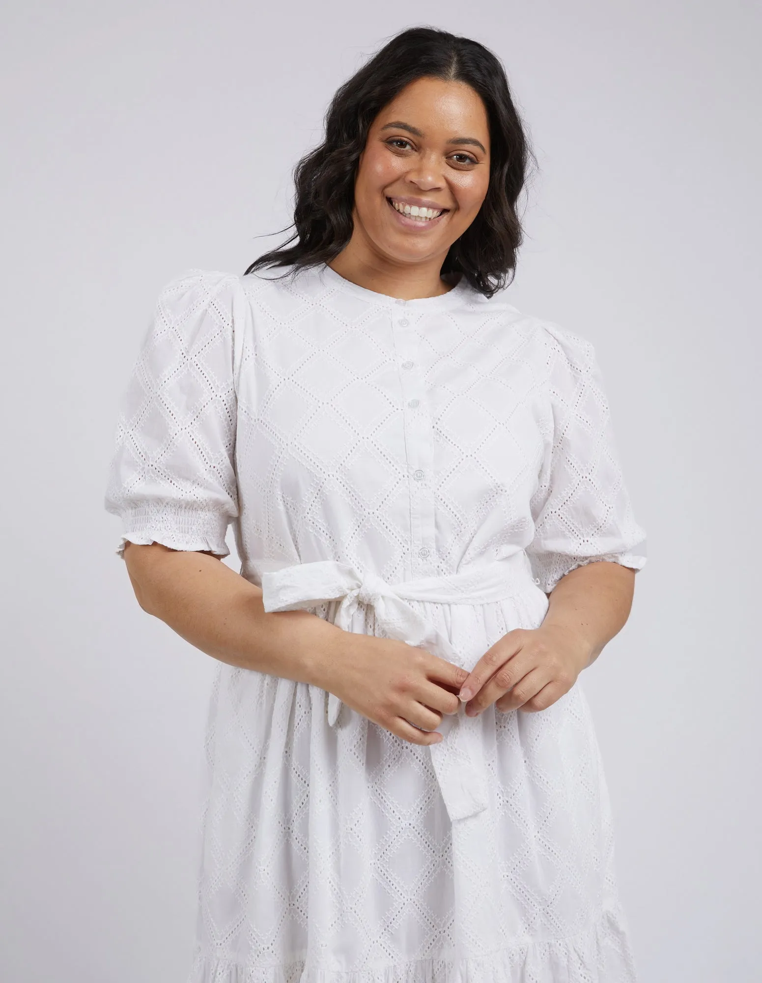Ottilie Broderie Dress Pearl