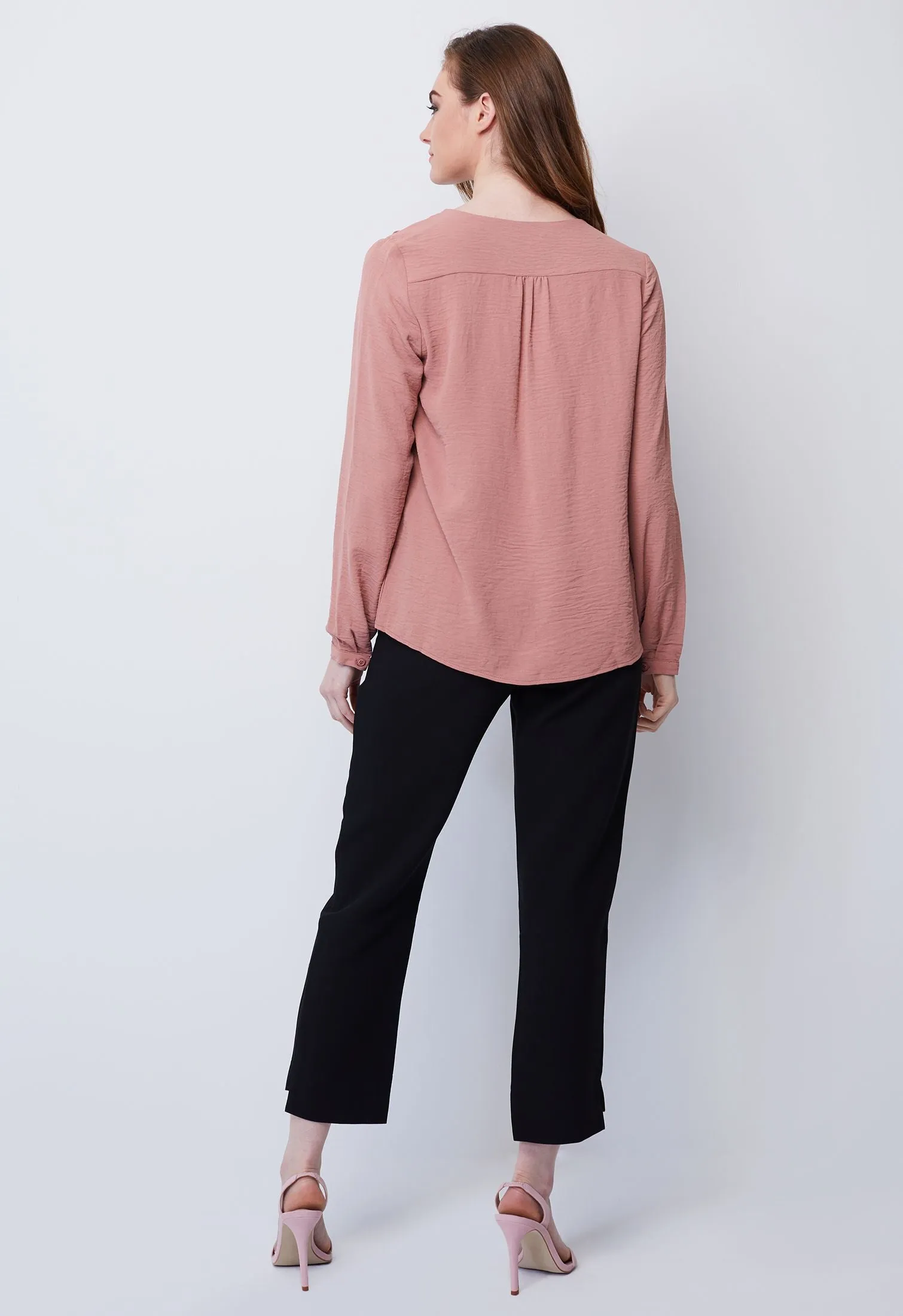 Pearl Button Straight Panel Blouse
