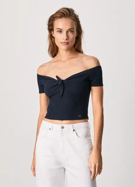 Pepe Jeans T-Shirt con nodo BETH PL505136 596 airforce blue