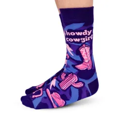 "Howdy Cowgirl" Cotton Crew Socks by Uptown Sox - Medium