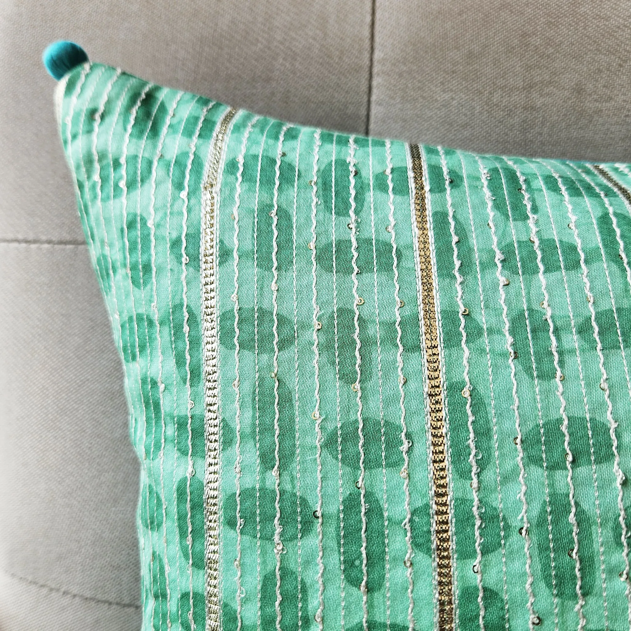 Rang Lumbar Cushion Cover, Rama Green 40x40 cm