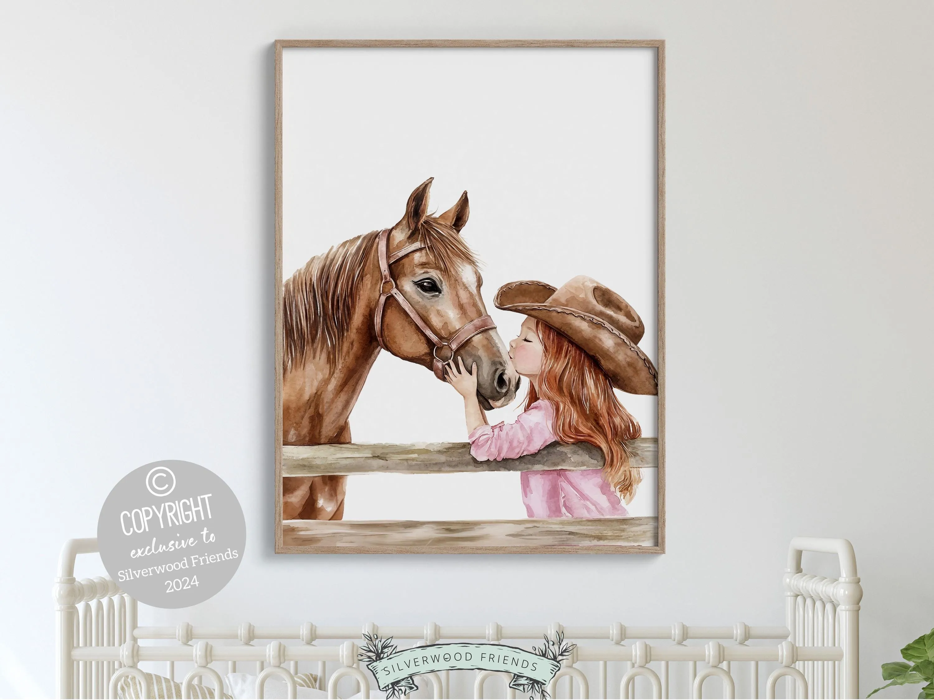 Red Hair Cowgirl Nursery Print - 003