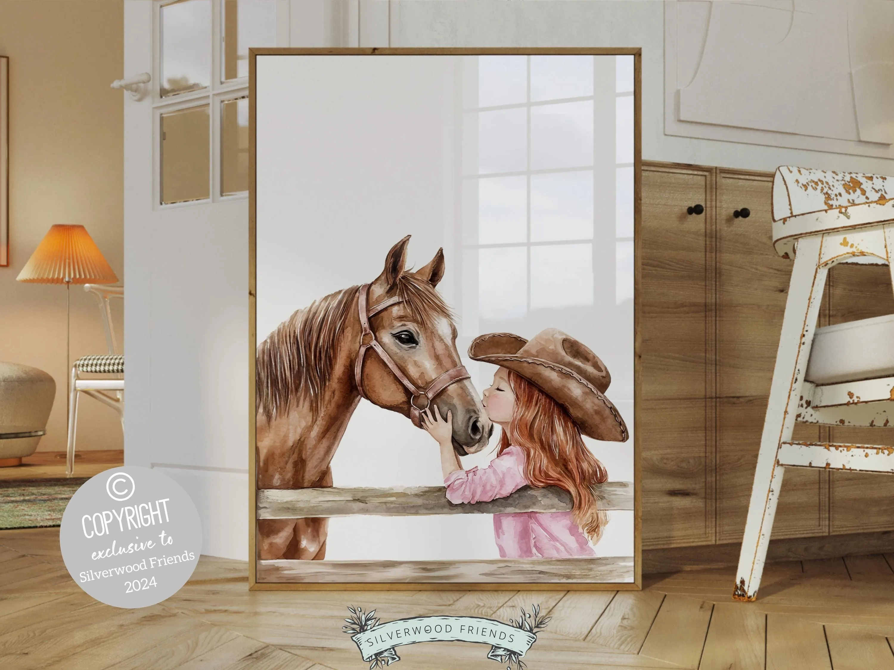 Red Hair Cowgirl Nursery Print - 003