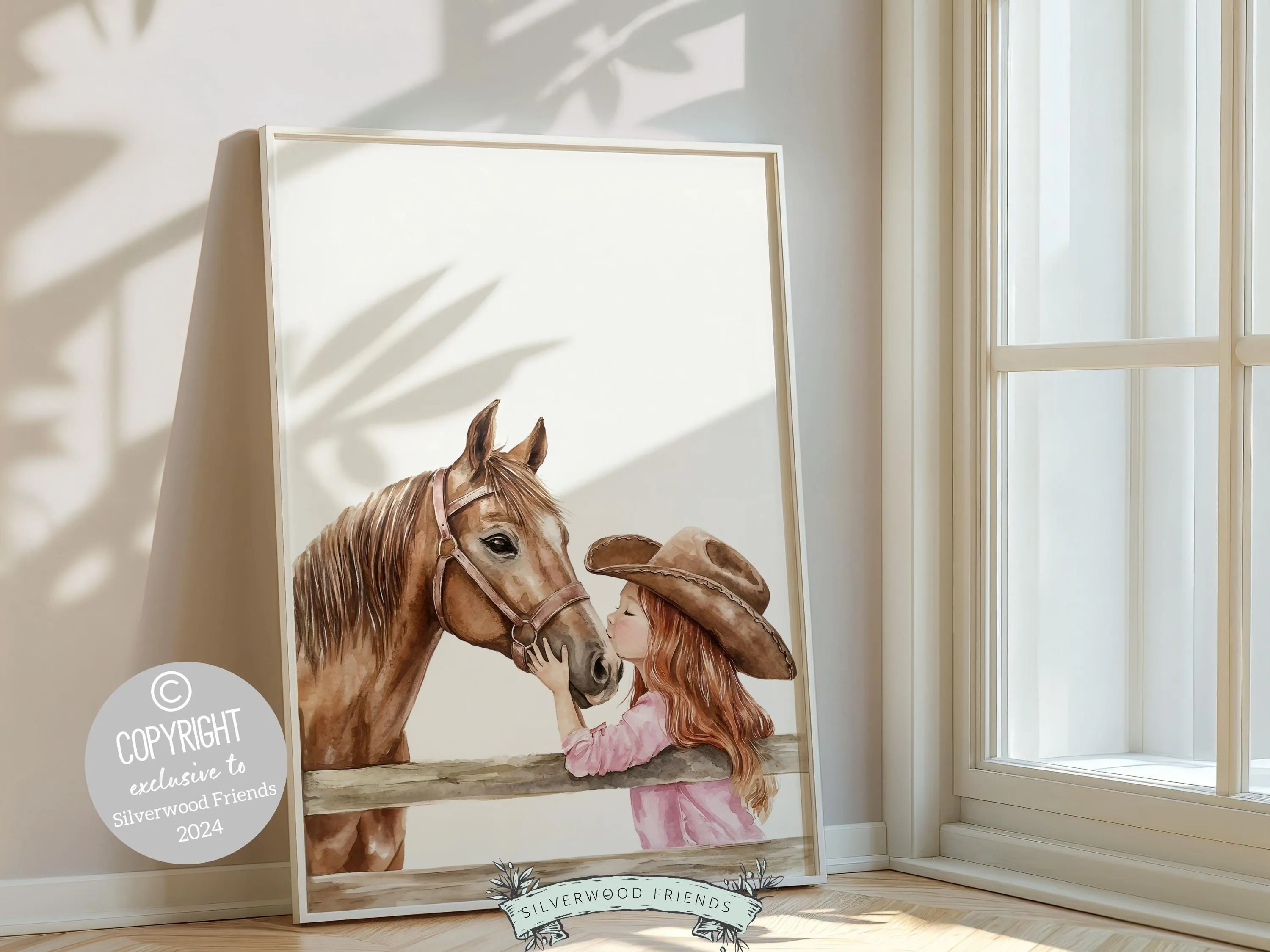 Red Hair Cowgirl Nursery Print - 003