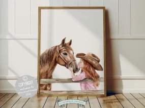 Red Hair Cowgirl Nursery Print - 003