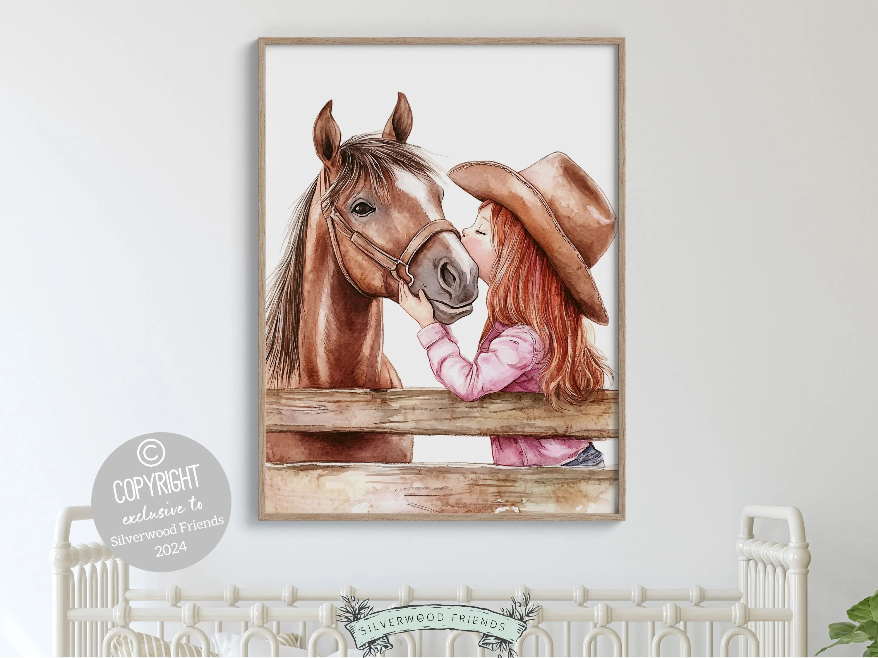 Red Hair Cowgirl Nursery Print - 005