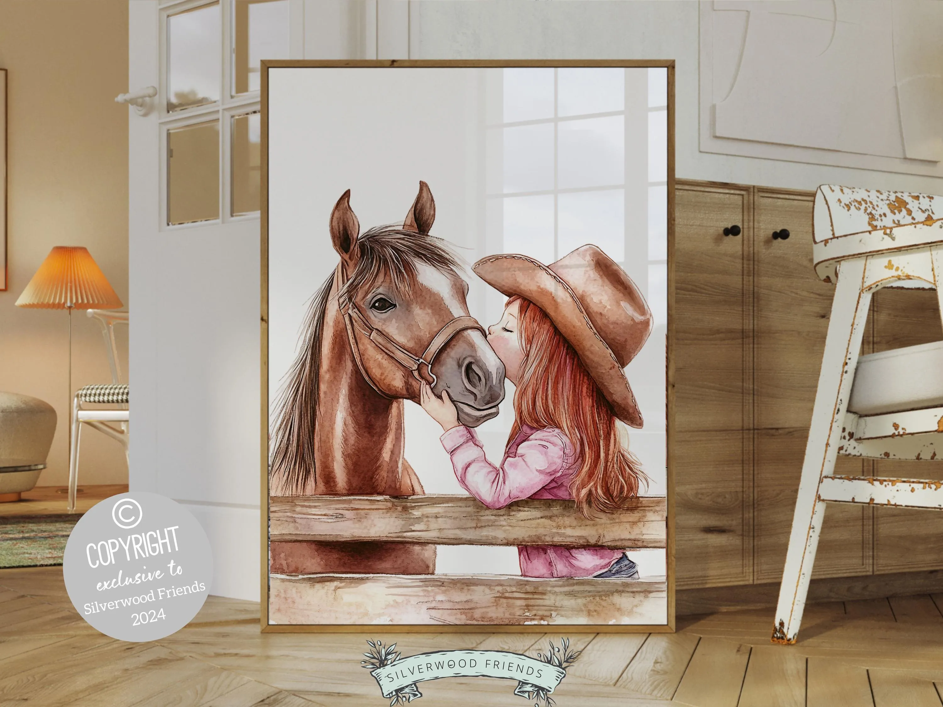 Red Hair Cowgirl Nursery Print - 005