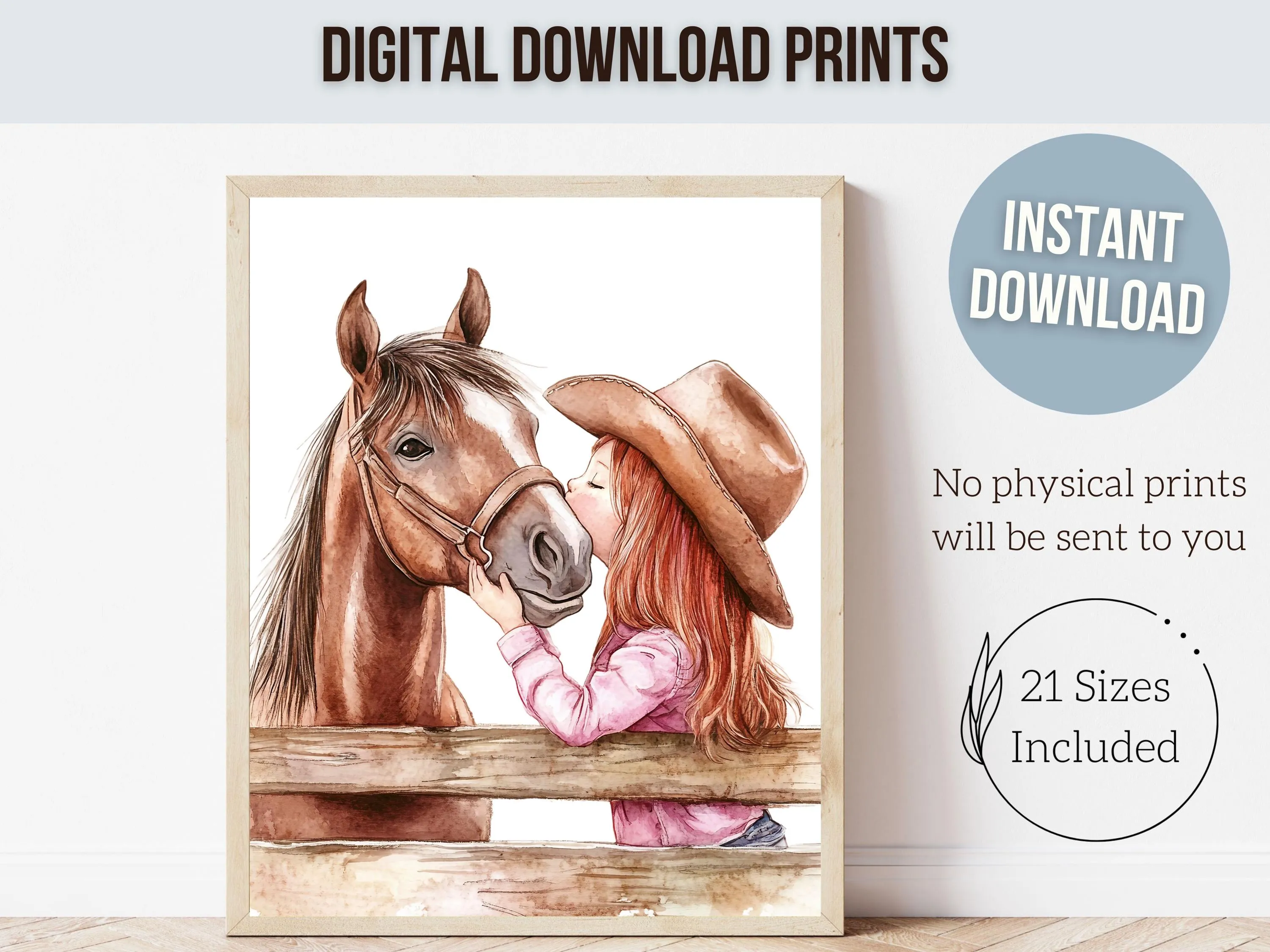 Red Hair Cowgirl Nursery Print - 005