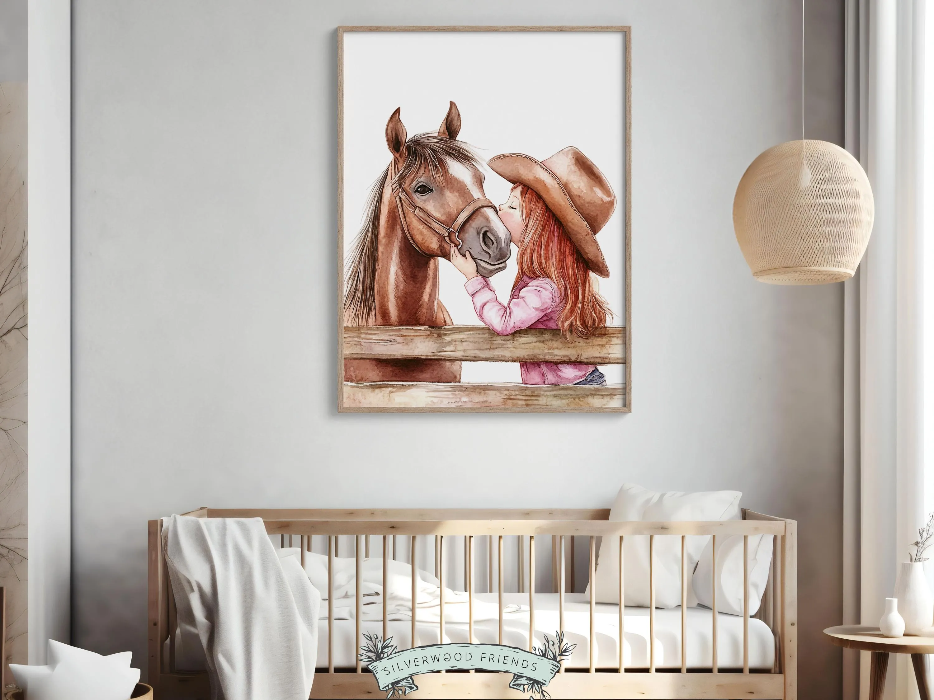 Red Hair Cowgirl Nursery Print - 005