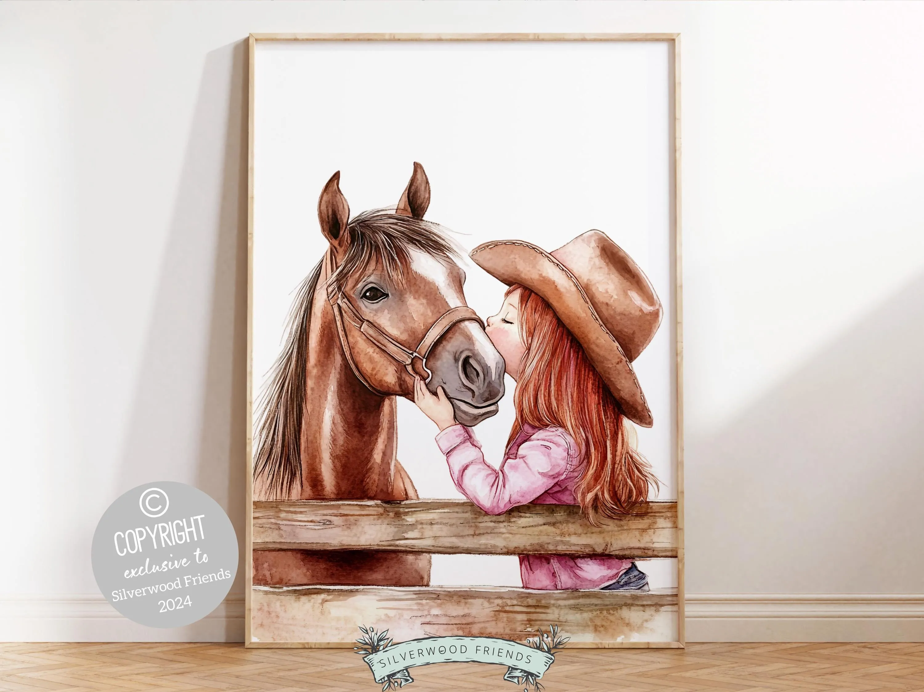 Red Hair Cowgirl Nursery Print - 005