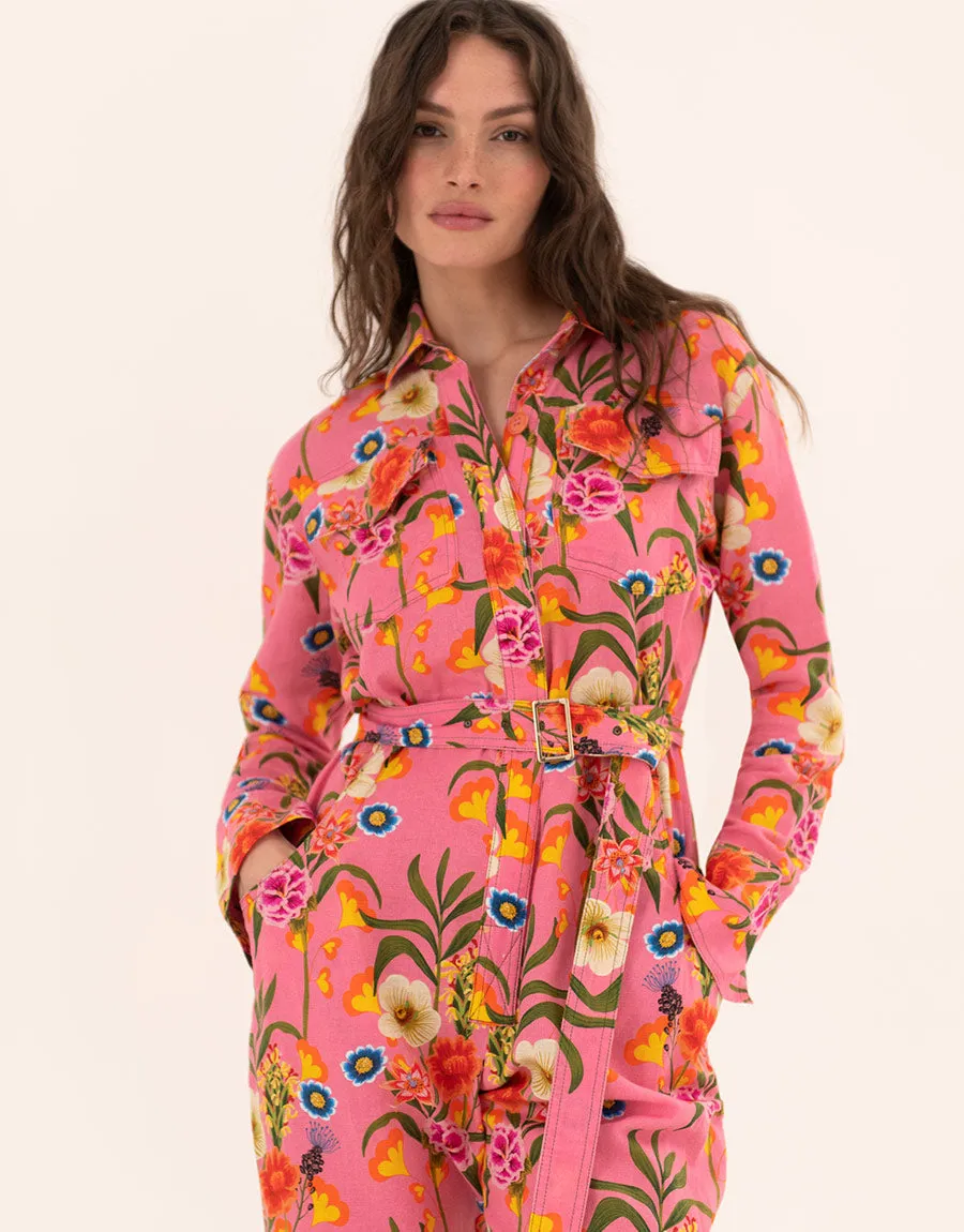 Remi Linen Jumpsuit - Vila Floral Pink