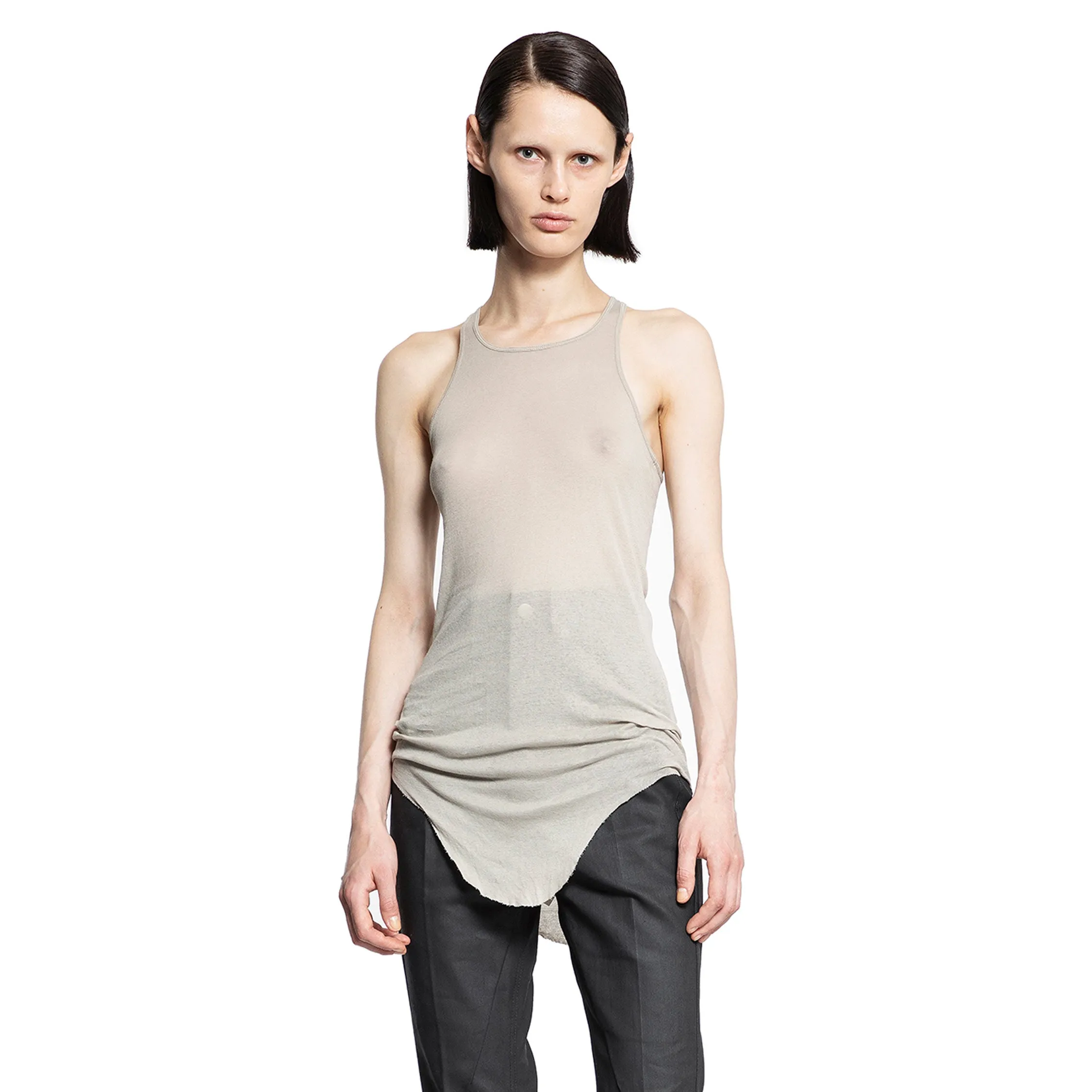 RICK OWENS WOMAN GREY T-SHIRTS & TANK TOPS
