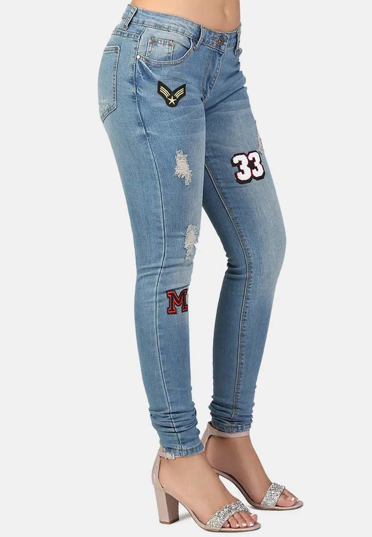 ripped jeans with patch work