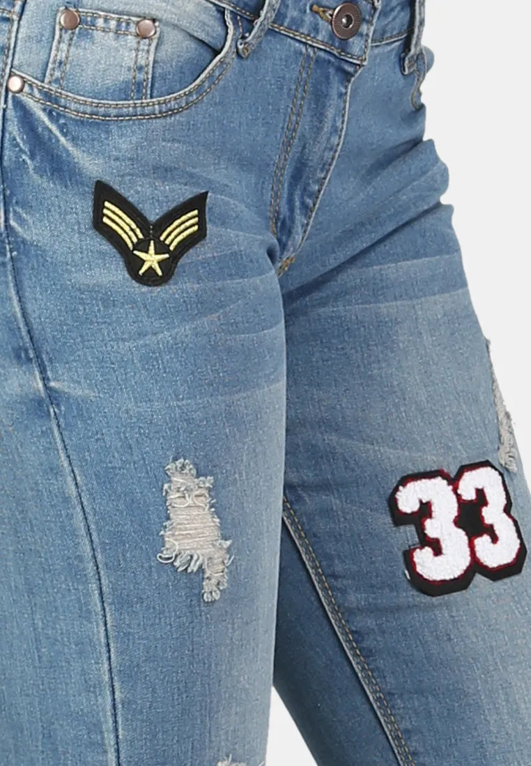 ripped jeans with patch work
