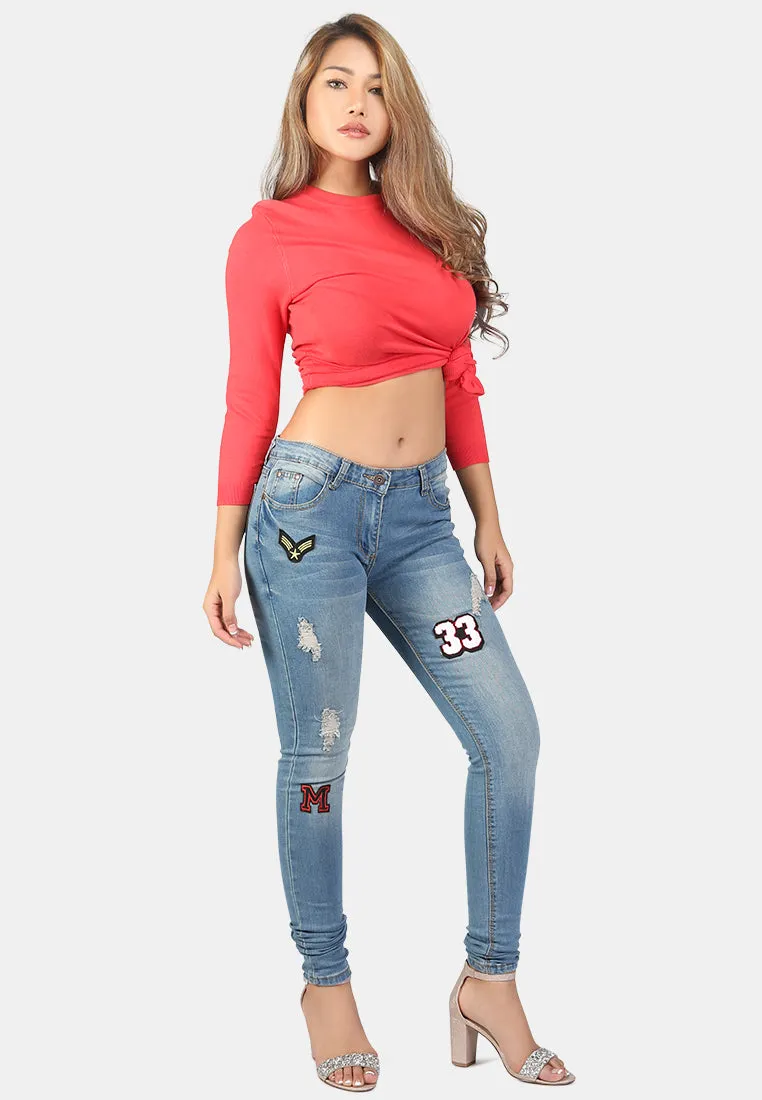 ripped jeans with patch work