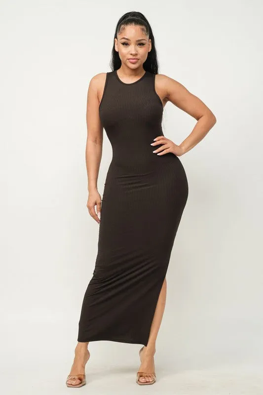 Sleeveless Side Slit Bodycon Dress