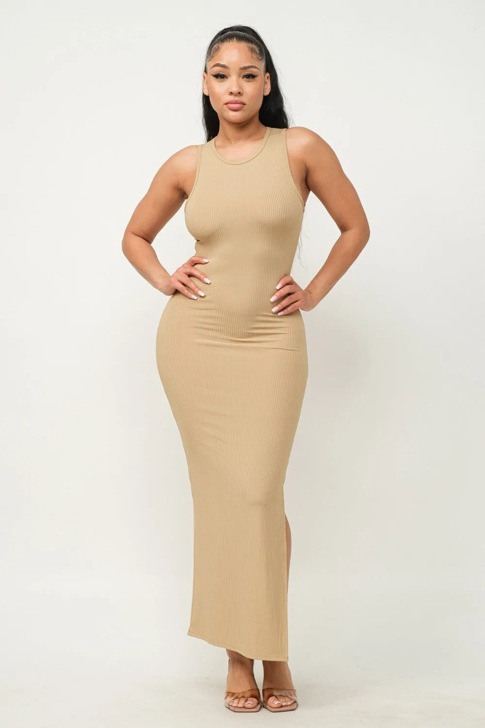 Sleeveless Side Slit Bodycon Dress