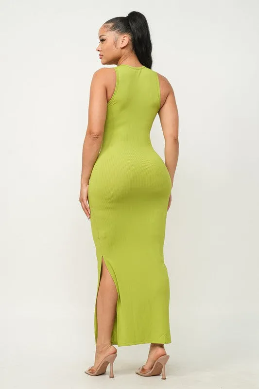 Sleeveless Side Slit Bodycon Dress