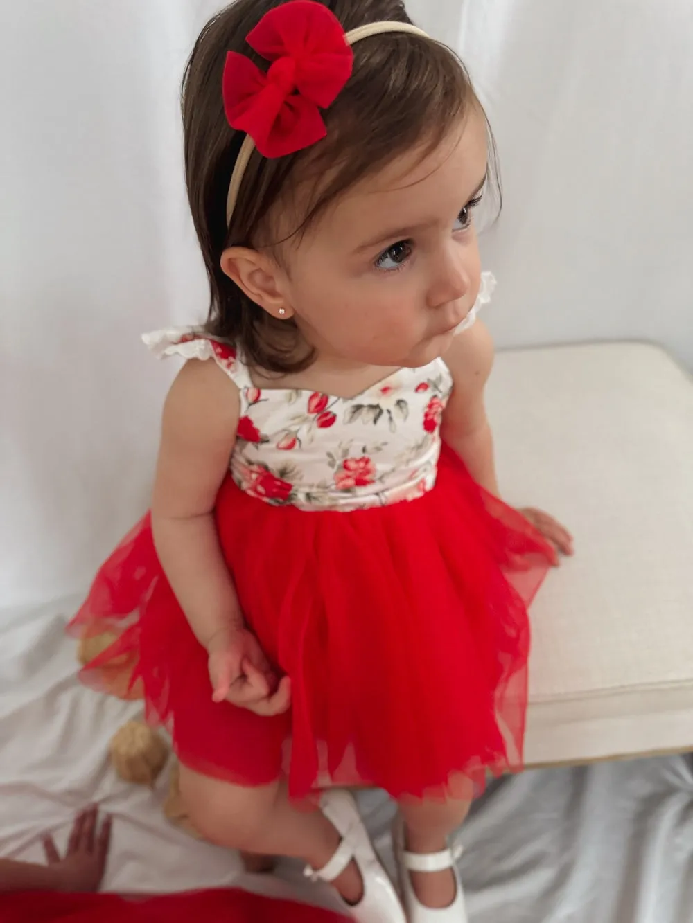 Stella Rose Baby Romper - Red
