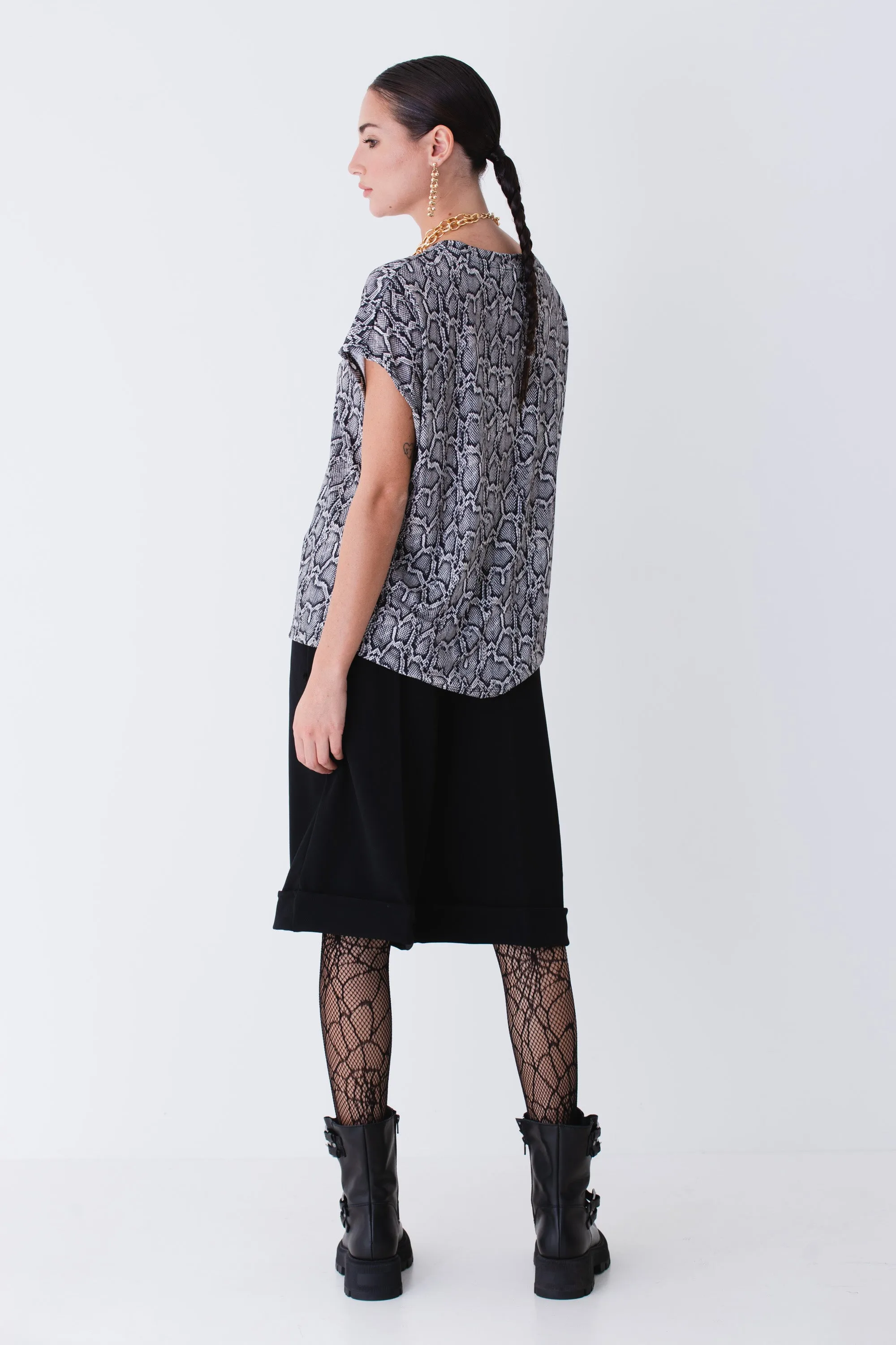 T-shirt pitonata in jersey elasticizzato - FW25