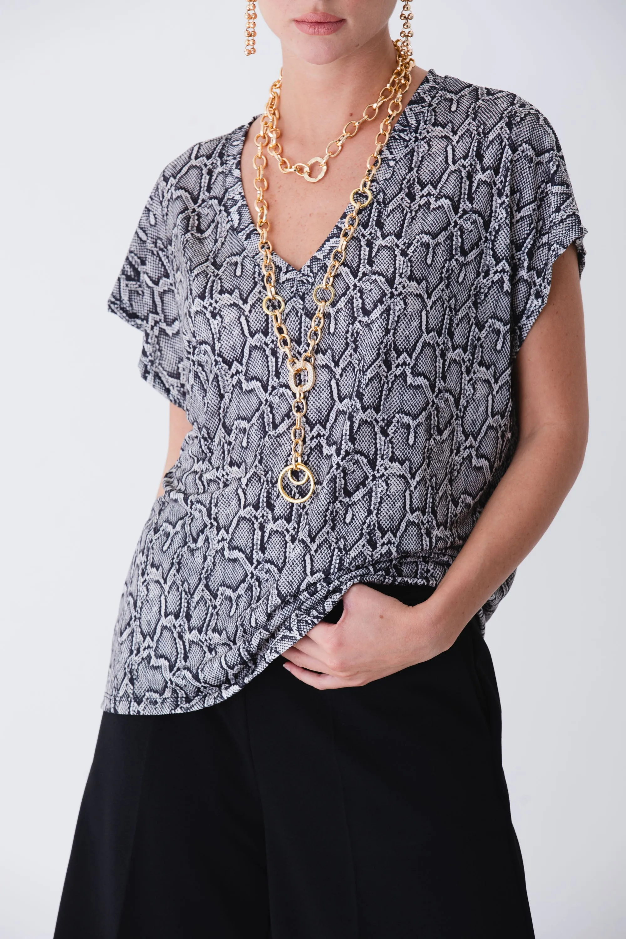 T-shirt pitonata in jersey elasticizzato - FW25