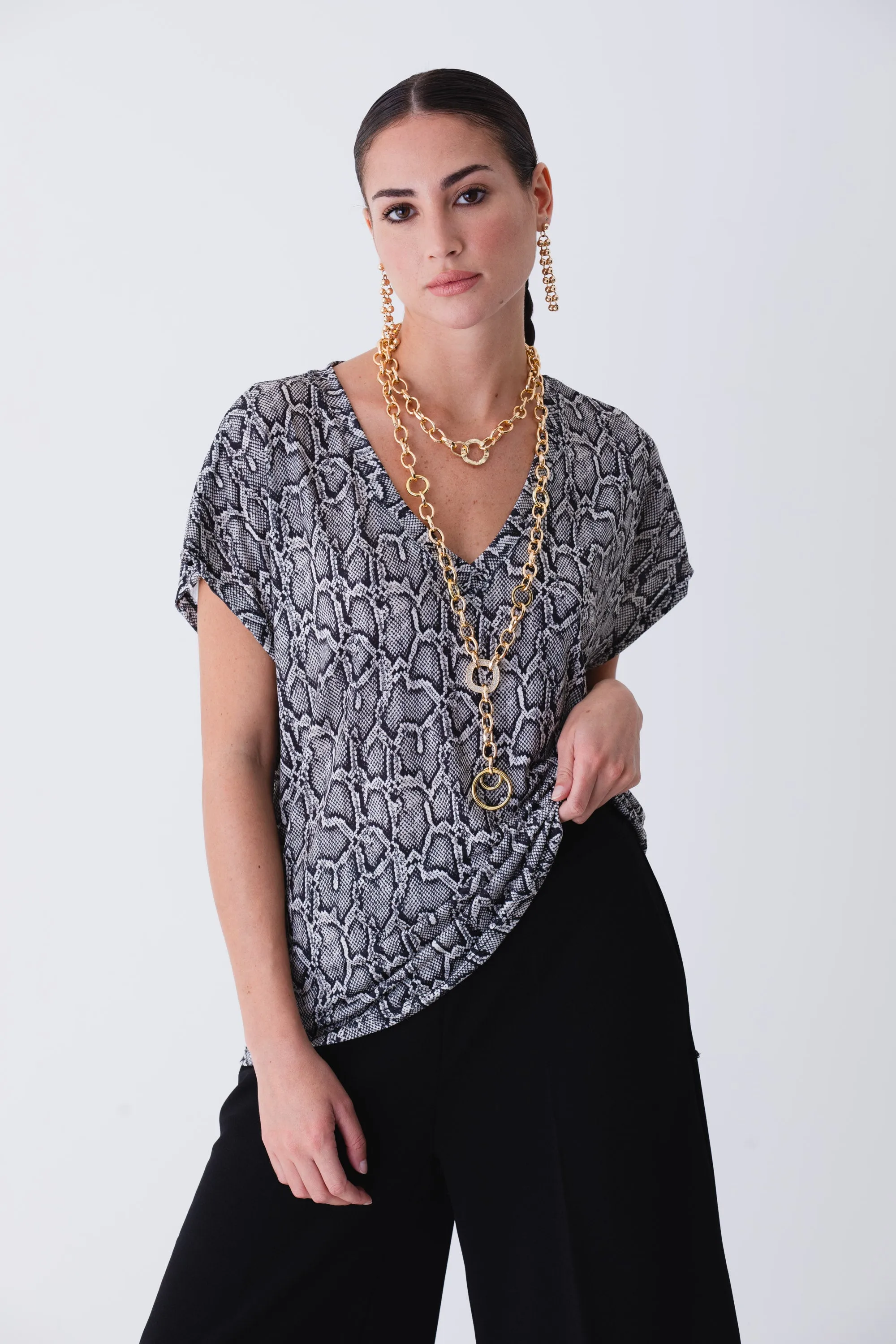 T-shirt pitonata in jersey elasticizzato - FW25