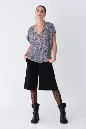 T-shirt pitonata in jersey elasticizzato - FW25