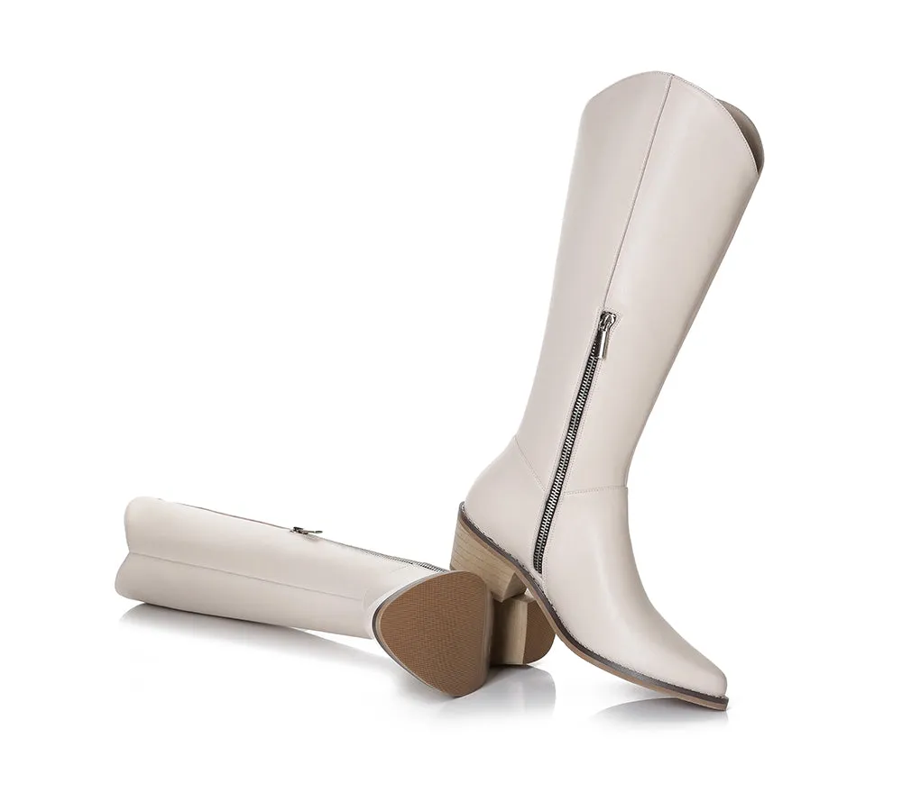 TARRAMARRA® Women Leather Zipper Block Heel Knee-high Boots Catalina