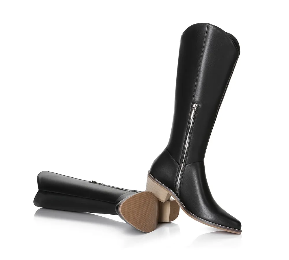 TARRAMARRA® Women Leather Zipper Block Heel Knee-high Boots Catalina