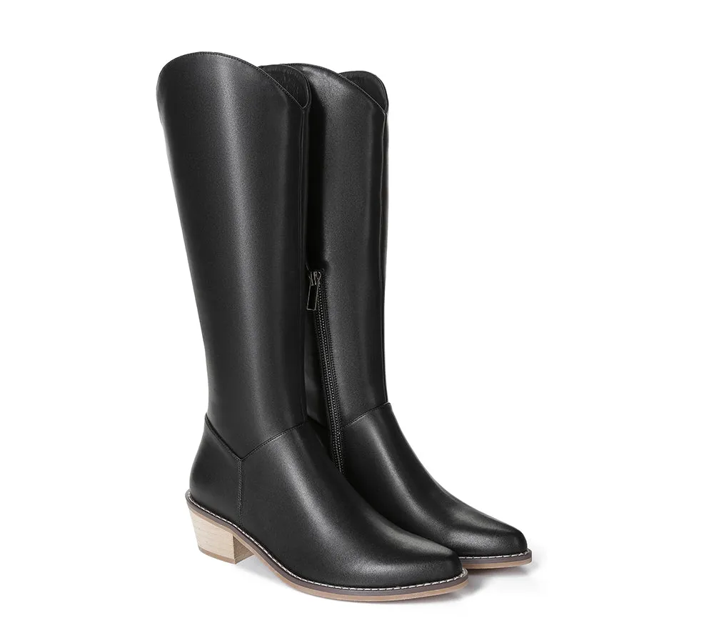 TARRAMARRA® Women Leather Zipper Block Heel Knee-high Boots Catalina