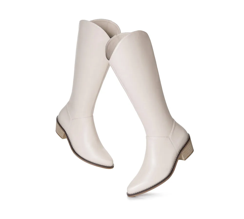 TARRAMARRA® Women Leather Zipper Block Heel Knee-high Boots Catalina
