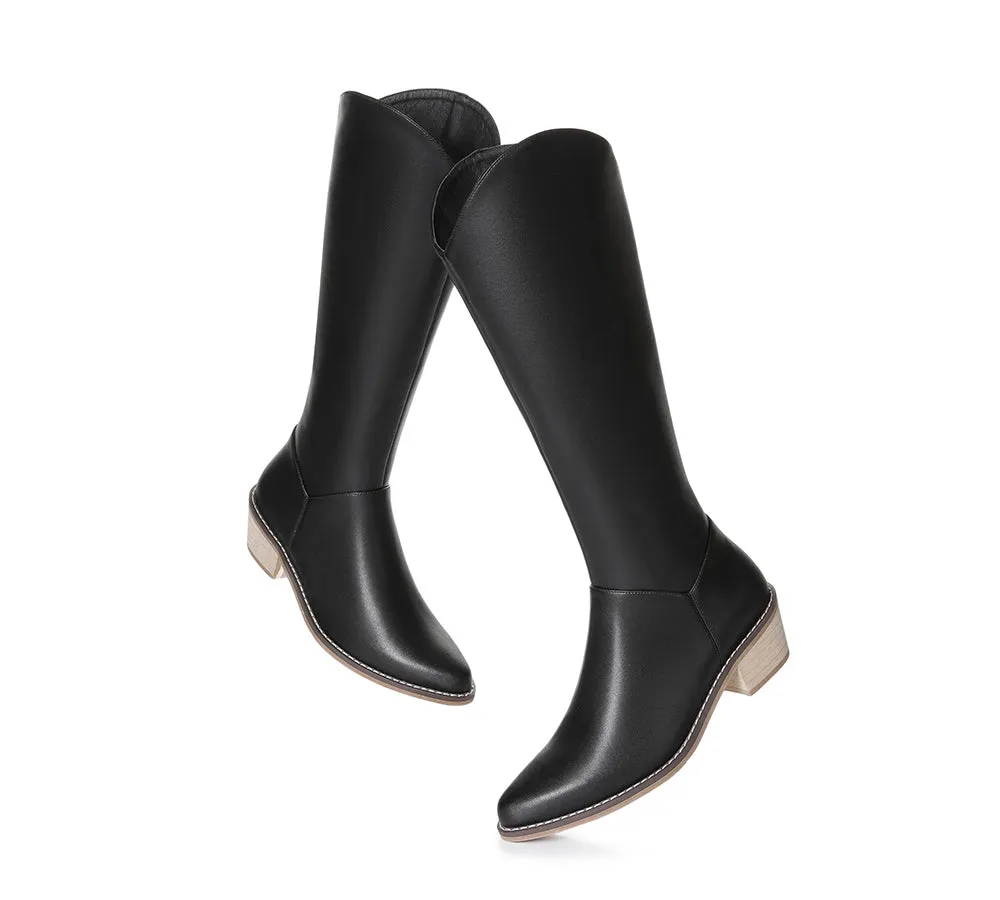 TARRAMARRA® Women Leather Zipper Block Heel Knee-high Boots Catalina