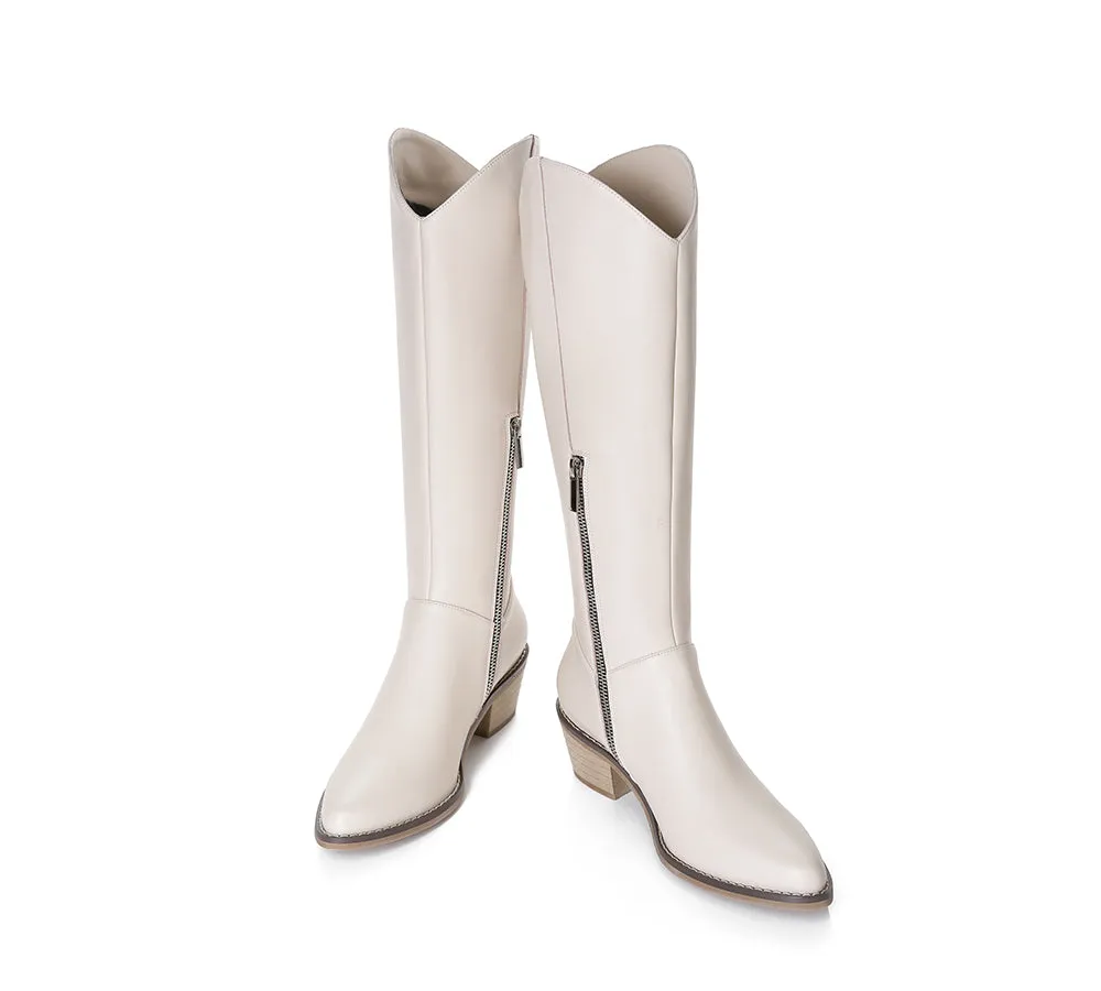 TARRAMARRA® Women Leather Zipper Block Heel Knee-high Boots Catalina