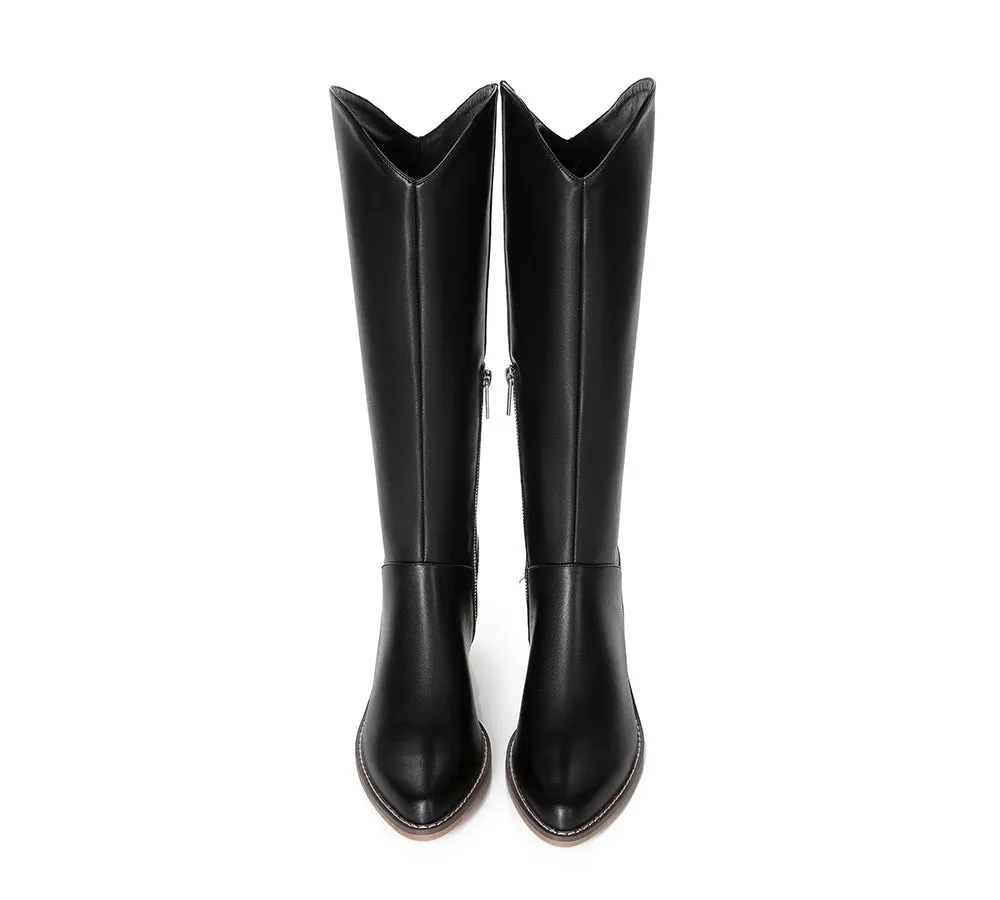 TARRAMARRA® Women Leather Zipper Block Heel Knee-high Boots Catalina