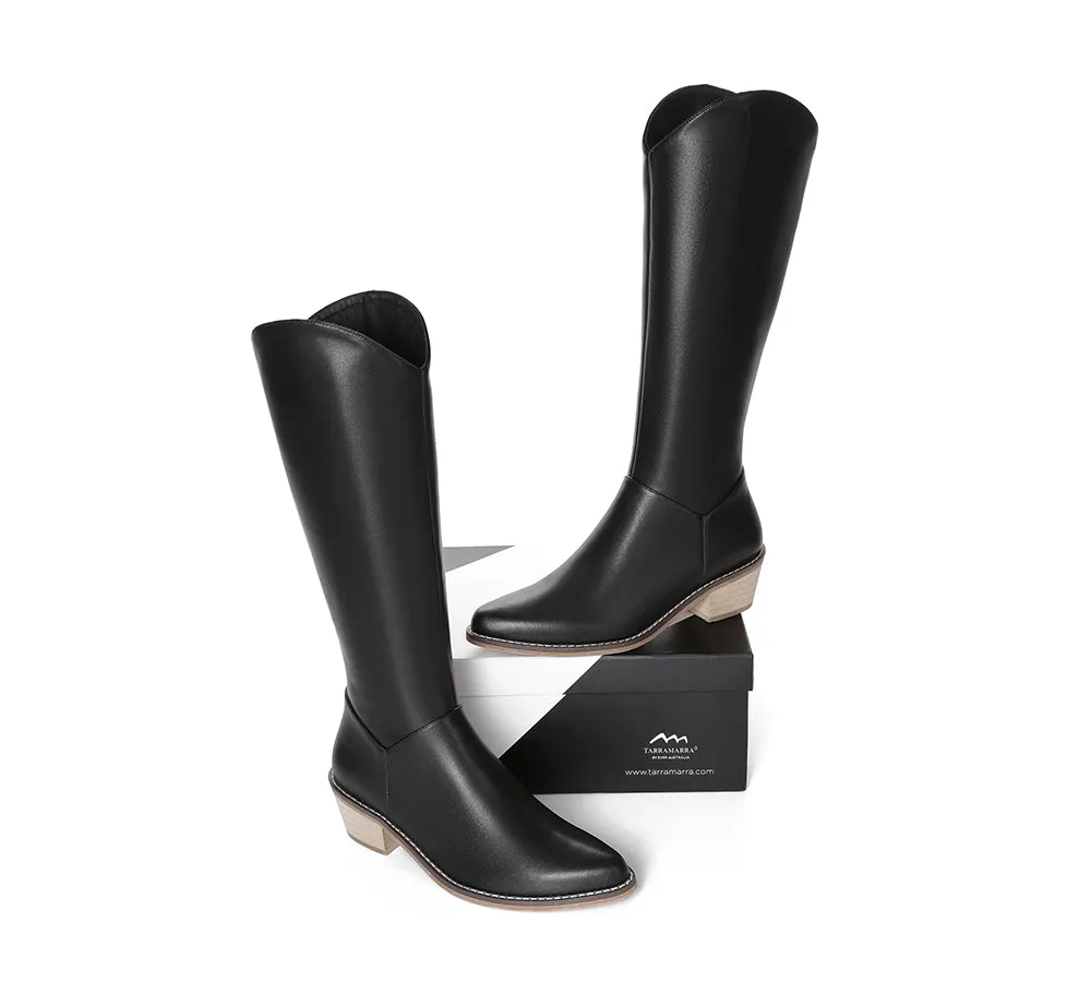 TARRAMARRA® Women Leather Zipper Block Heel Knee-high Boots Catalina