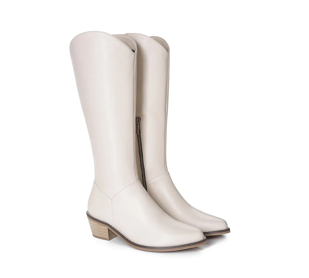 TARRAMARRA® Women Leather Zipper Block Heel Knee-high Boots Catalina
