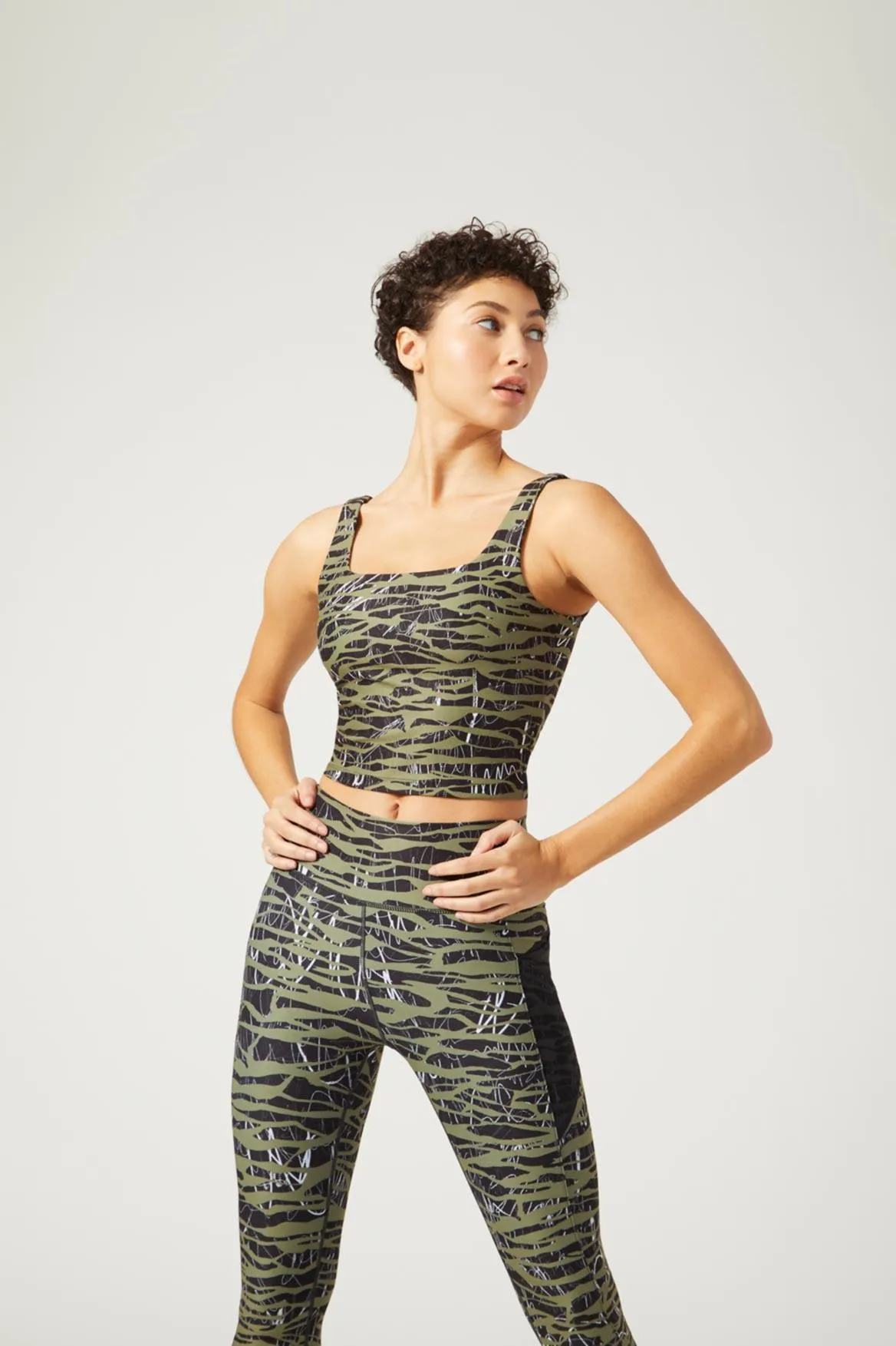 Thalia Cropped Tank Downtown Zebra Olive