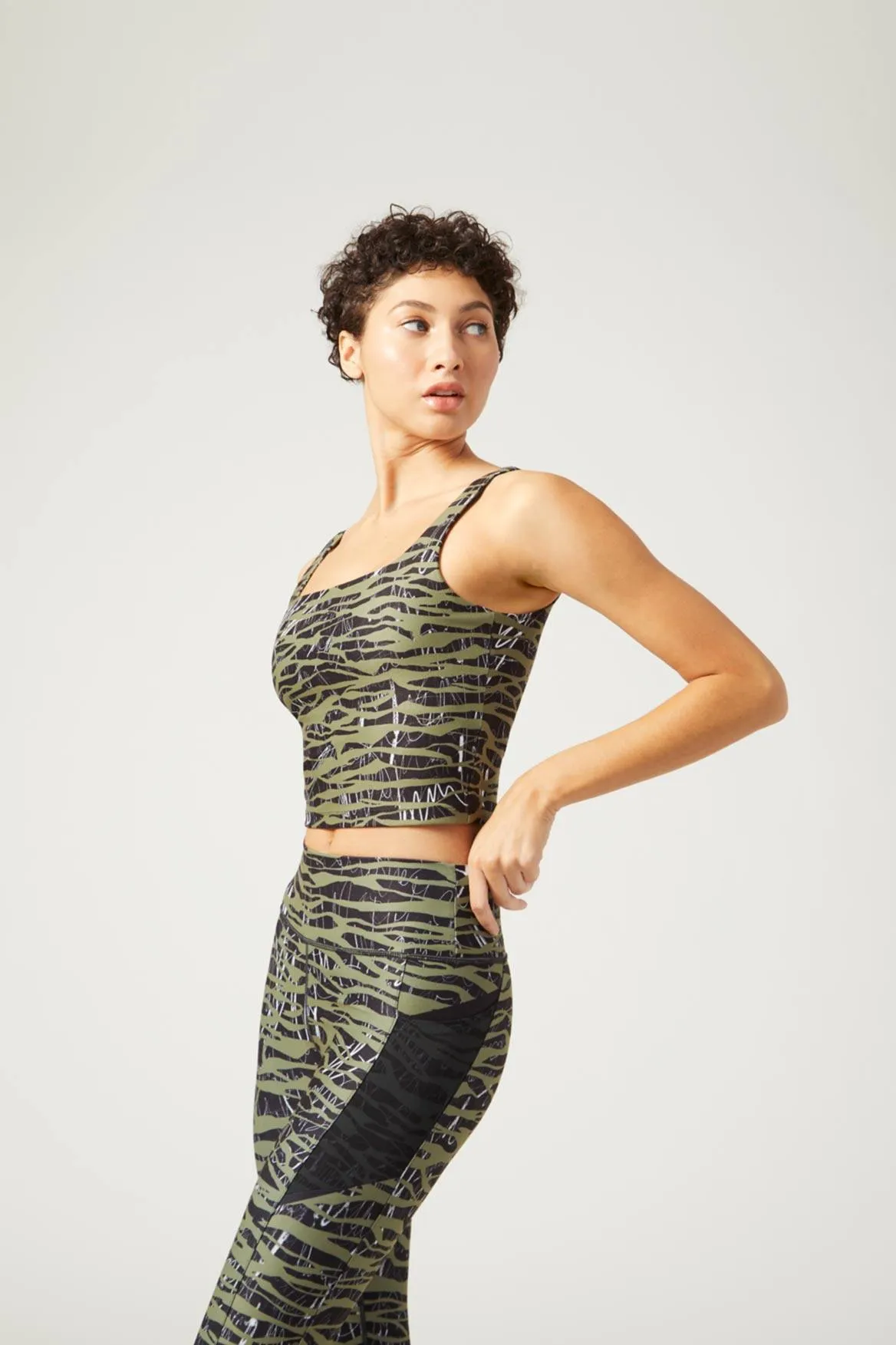 Thalia Cropped Tank Downtown Zebra Olive